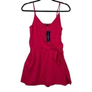 NWT One Clothing Hot Pink Short Romper Adjustable Straps Side Tie Size Small